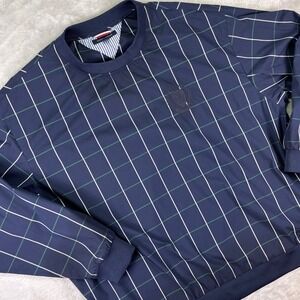 NWT Tommy Hilfiger Men's Plaid Crewneck Pullover Size L Green Navy Windowpane